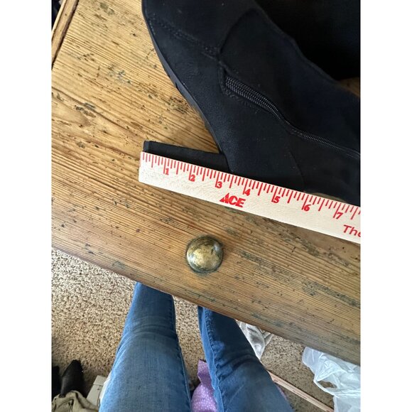 Bamboo Womens Black Above the Knee‎ Boots 7 suede zipper lace closure high boots - Picture 4 of 8